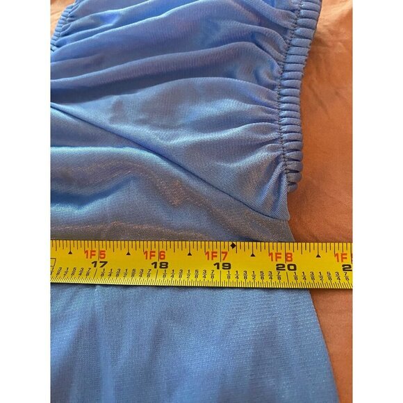 Vintage Summer Nightgown, Blue with Red and Yellow Diagonal Stripes, Size Medium - Picture 6 of 7